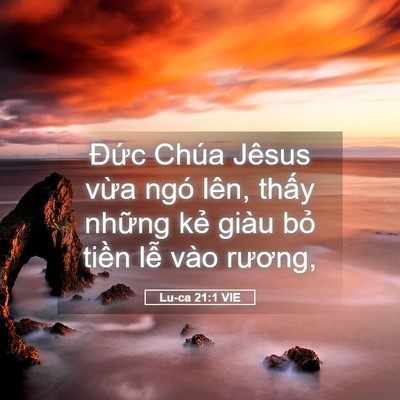 Picture 05 - Lu-ca 21:1 VIE - Đức Chúa Jêsus vừa ngó lên, thấy - Bible Verse Picture