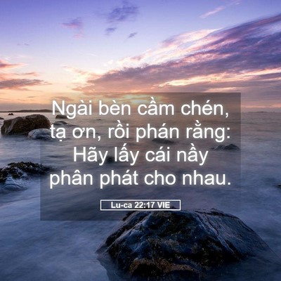 Picture 05 - Lu-ca 22:17 VIE - Ngài bèn cầm chén, tạ ơn, rồi phán - Bible Verse Picture