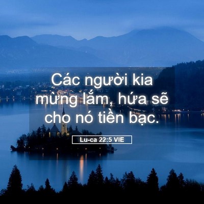 Picture 05 - Lu-ca 22:5 VIE - Các người kia mừng lắm, hứa sẽ cho - Bible Verse Picture