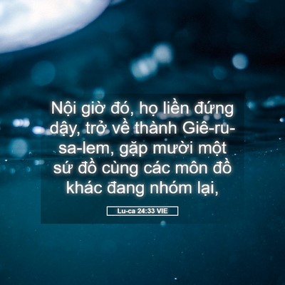 Picture 05 - Lu-ca 24:33 VIE - Nội giờ đó, họ liền đứng dậy, - Bible Verse Picture