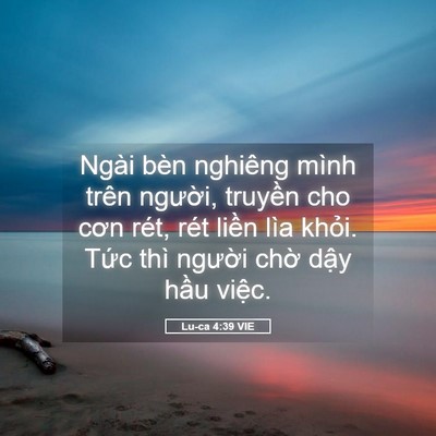 Picture 05 - Lu-ca 4:39 VIE - Ngài bèn nghiêng mình trên người, - Bible Verse Picture