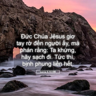 Picture 05 - Lu-ca 5:13 VIE - Đức Chúa Jêsus giơ tay rờ đến người - Bible Verse Picture