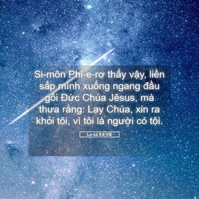 Picture 05 - Lu-ca 5:8 VIE - Si-môn Phi-e-rơ thấy vậy, liền sấp - Bible Verse Picture