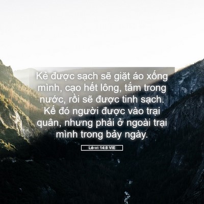 Picture 05 - Lê-vi 14:8 VIE - Kẻ được sạch sẽ giặt áo xống - Bible Verse Picture