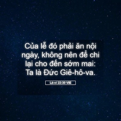 Picture 05 - Lê-vi 22:30 VIE - Của lễ đó phải ăn nội ngày, không - Bible Verse Picture