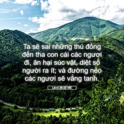 Picture 05 - Lê-vi 26:22 VIE - Ta sẽ sai những thú đồng đến tha con - Bible Verse Picture