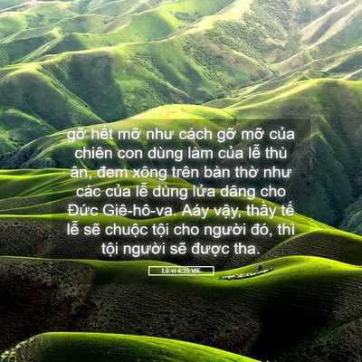 Picture 05 - Lê-vi 4:35 VIE - gỡ hết mỡ như cách gỡ mỡ của chiên - Bible Verse Picture