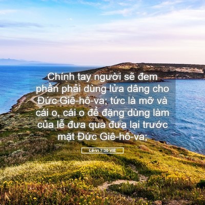 Picture 05 - Lê-vi 7:30 VIE - Chính tay người sẽ đem phần phải dùng - Bible Verse Picture