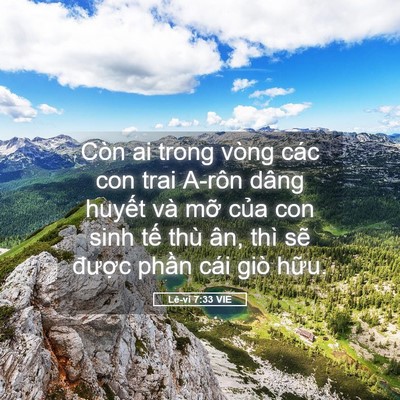 Picture 05 - Lê-vi 7:33 VIE - Còn ai trong vòng các con trai A-rôn dâng - Bible Verse Picture