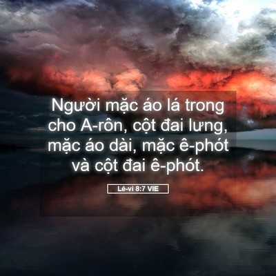 Picture 05 - Lê-vi 8:7 VIE - Người mặc áo lá trong cho A-rôn, cột - Bible Verse Picture