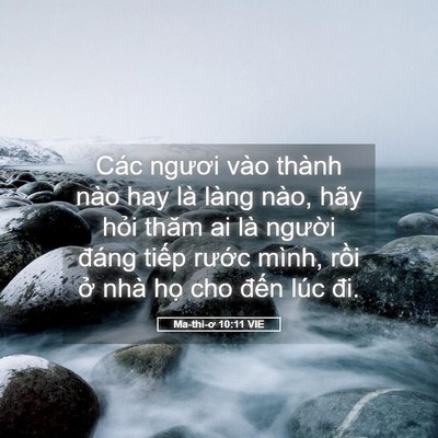 Picture 05 - Ma-thi-ơ 10:11 VIE - Các ngươi vào thành nào hay là làng nào, - Bible Verse Picture