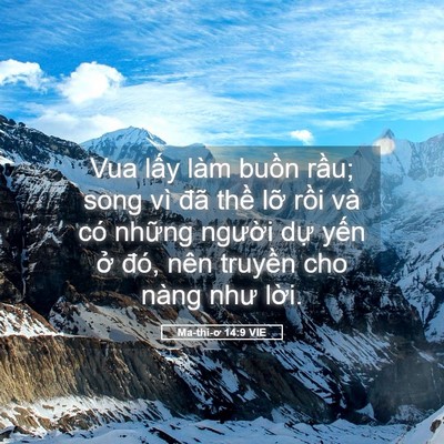 Picture 05 - Ma-thi-ơ 14:9 VIE - Vua lấy làm buồn rầu; song vì đã thề - Bible Verse Picture