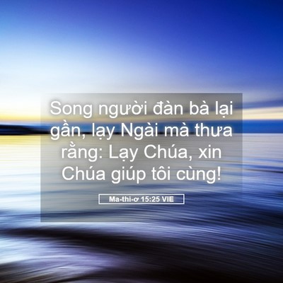 Picture 05 - Ma-thi-ơ 15:25 VIE - Song người đàn bà lại gần, lạy Ngài - Bible Verse Picture