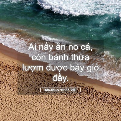 Picture 05 - Ma-thi-ơ 15:37 VIE - Ai nấy ăn no cả, còn bánh thừa lượm - Bible Verse Picture