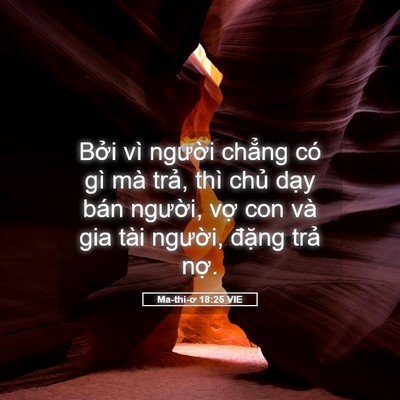 Picture 05 - Ma-thi-ơ 18:25 VIE - Bởi vì người chẳng có gì mà trả, - Bible Verse Picture