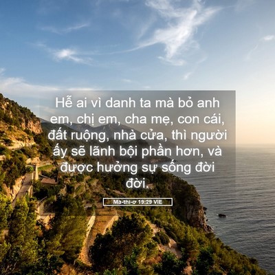 Picture 05 - Ma-thi-ơ 19:29 VIE - Hễ ai vì danh ta mà bỏ anh em, chị em, - Bible Verse Picture