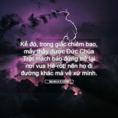 Picture 05 - Ma-thi-ơ 2:12 VIE - Kế đó, trong giấc chiêm bao, mấy thầy - Bible Verse Picture