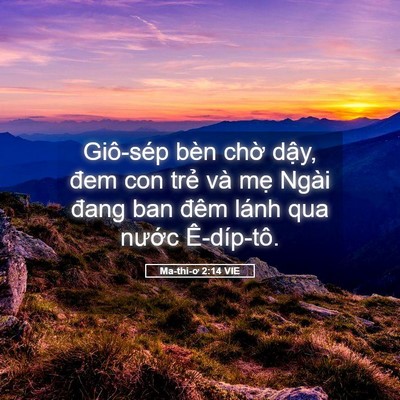 Picture 05 - Ma-thi-ơ 2:14 VIE - Giô-sép bèn chờ dậy, đem con trẻ và - Bible Verse Picture