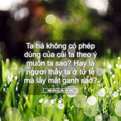 Picture 05 - Ma-thi-ơ 20:15 VIE - Ta há không có phép dùng của cải ta theo - Bible Verse Picture