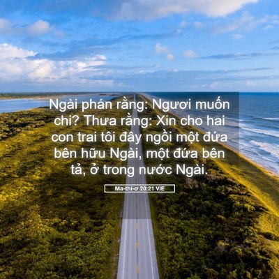 Picture 05 - Ma-thi-ơ 20:21 VIE - Ngài phán rằng: Ngươi muốn chi? Thưa - Bible Verse Picture