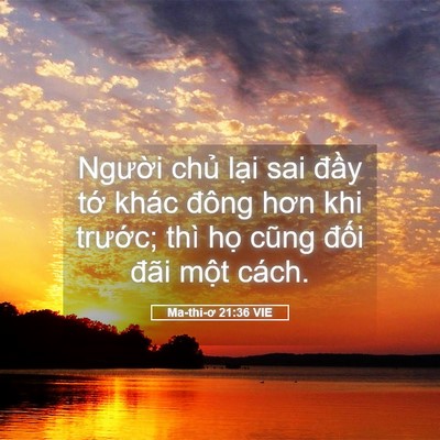 Picture 05 - Ma-thi-ơ 21:36 VIE - Người chủ lại sai đầy tớ khác đông - Bible Verse Picture