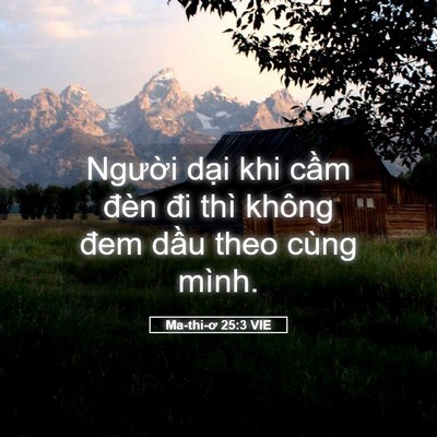 Picture 05 - Ma-thi-ơ 25:3 VIE - Người dại khi cầm đèn đi thì không - Bible Verse Picture