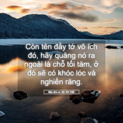 Picture 05 - Ma-thi-ơ 25:30 VIE - Còn tên đầy tớ vô ích đó, hãy quăng - Bible Verse Picture