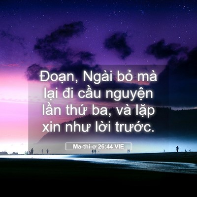 Picture 05 - Ma-thi-ơ 26:44 VIE - Đoạn, Ngài bỏ mà lại đi cầu nguyện - Bible Verse Picture