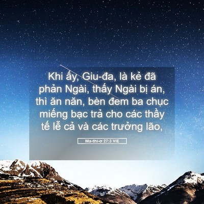 Picture 05 - Ma-thi-ơ 27:3 VIE - Khi ấy, Giu-đa, là kẻ đã phản Ngài, - Bible Verse Picture