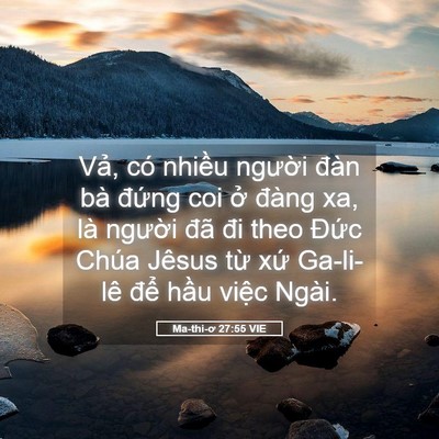 Picture 05 - Ma-thi-ơ 27:55 VIE - Vả, có nhiều người đàn bà đứng coi - Bible Verse Picture