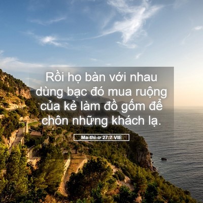 Picture 05 - Ma-thi-ơ 27:7 VIE - Rồi họ bàn với nhau dùng bạc đó mua - Bible Verse Picture