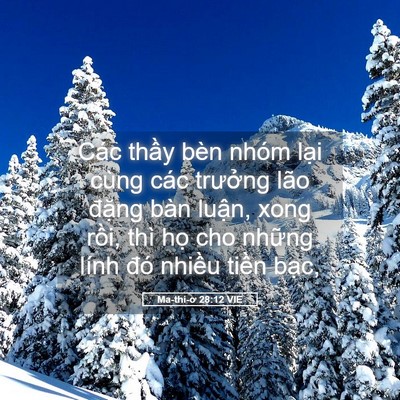 Picture 05 - Ma-thi-ơ 28:12 VIE - Các thầy bèn nhóm lại cùng các trưởng - Bible Verse Picture