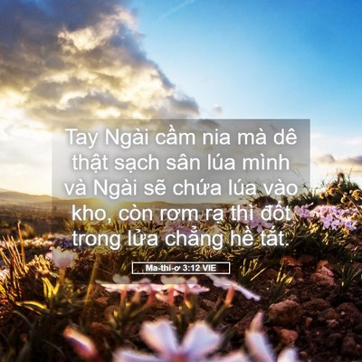 Picture 05 - Ma-thi-ơ 3:12 VIE - Tay Ngài cầm nia mà dê thật sạch sân - Bible Verse Picture