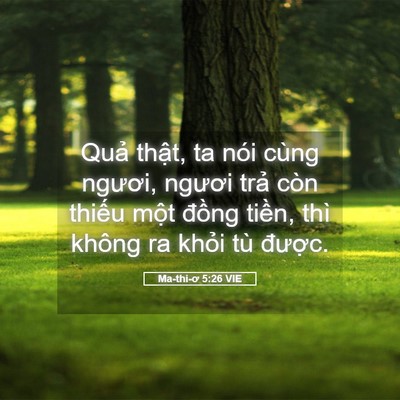 Picture 05 - Ma-thi-ơ 5:26 VIE - Quả thật, ta nói cùng ngươi, ngươi - Bible Verse Picture