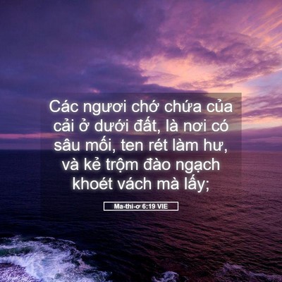 Picture 05 - Ma-thi-ơ 6:19 VIE - Các ngươi chớ chứa của cải ở dưới - Bible Verse Picture