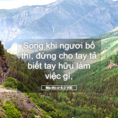 Picture 05 - Ma-thi-ơ 6:3 VIE - Song khi ngươi bố thí, đừng cho tay tả - Bible Verse Picture