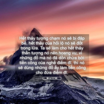 Picture 05 - Mi-ca 1:7 VIE - Hết thảy tượng chạm nó sẽ bị đập - Bible Verse Picture
