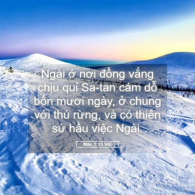 Picture 05 - Mác 1:13 VIE - Ngài ở nơi đồng vắng chịu quỉ Sa-tan - Bible Verse Picture