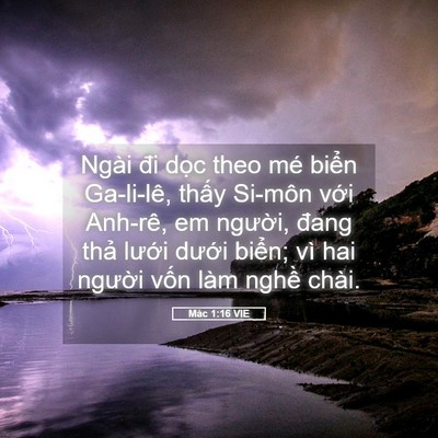 Picture 05 - Mác 1:16 VIE - Ngài đi dọc theo mé biển Ga-li-lê, thấy - Bible Verse Picture
