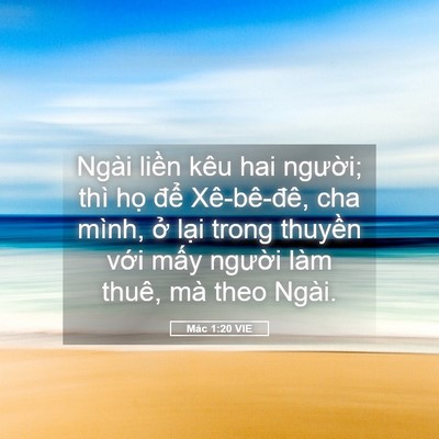 Picture 05 - Mác 1:20 VIE - Ngài liền kêu hai người; thì họ để - Bible Verse Picture