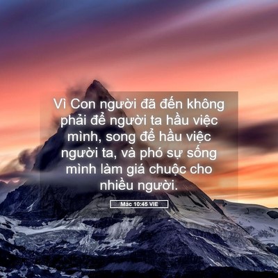 Picture 05 - Mác 10:45 VIE - Vì Con người đã đến không phải để - Bible Verse Picture