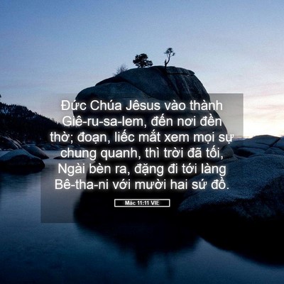 Picture 05 - Mác 11:11 VIE - Đức Chúa Jêsus vào thành Giê-ru-sa-lem, - Bible Verse Picture