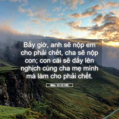 Picture 05 - Mác 13:12 VIE - Bấy giờ, anh sẽ nộp em cho phải chết, - Bible Verse Picture