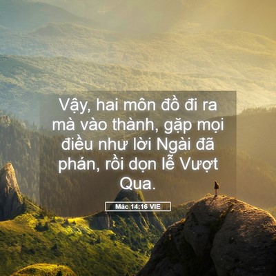 Picture 05 - Mác 14:16 VIE - Vậy, hai môn đồ đi ra mà vào thành, - Bible Verse Picture