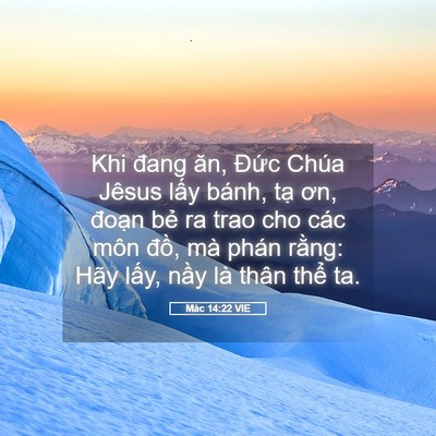 Picture 05 - Mác 14:22 VIE - Khi đang ăn, Đức Chúa Jêsus lấy bánh, - Bible Verse Picture