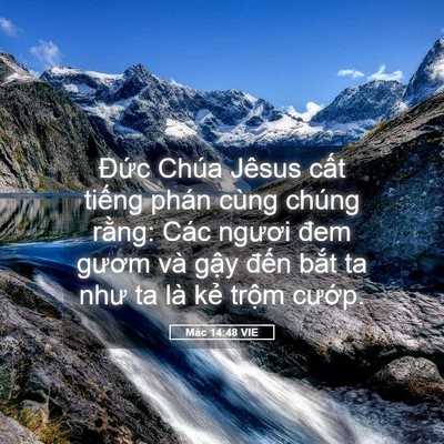 Picture 05 - Mác 14:48 VIE - Đức Chúa Jêsus cất tiếng phán cùng - Bible Verse Picture