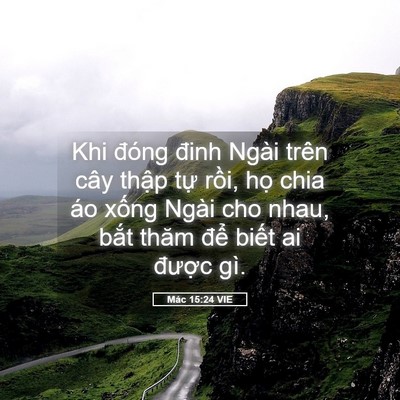 Picture 05 - Mác 15:24 VIE - Khi đóng đinh Ngài trên cây thập tự - Bible Verse Picture