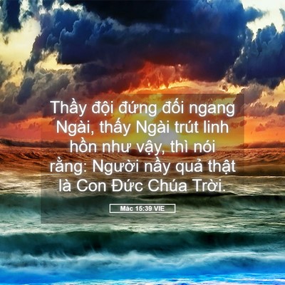 Picture 05 - Mác 15:39 VIE - Thầy đội đứng đối ngang Ngài, thấy - Bible Verse Picture