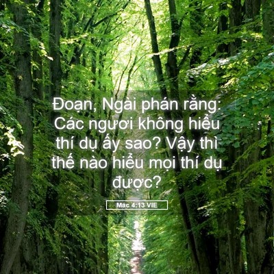 Picture 05 - Mác 4:13 VIE - Đoạn, Ngài phán rằng: Các ngươi không - Bible Verse Picture