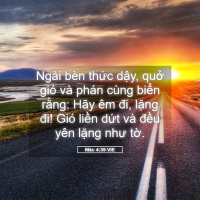Picture 05 - Mác 4:39 VIE - Ngài bèn thức dậy, quở gió và phán - Bible Verse Picture